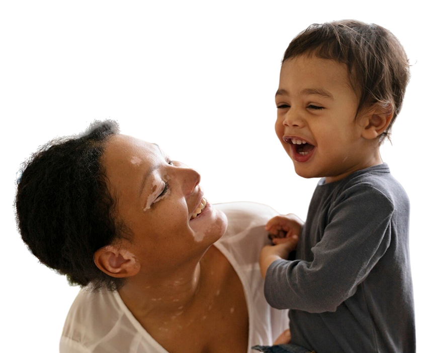 Mãe e filho felizes